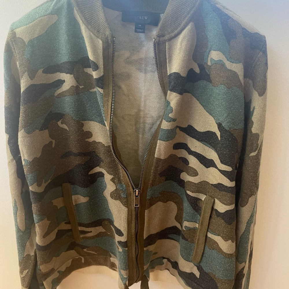 J. Crew Camo print knit jacket